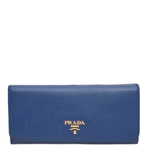 PRADA Saffiano Metal Continental Flap Wallet Bleuette 1519127 